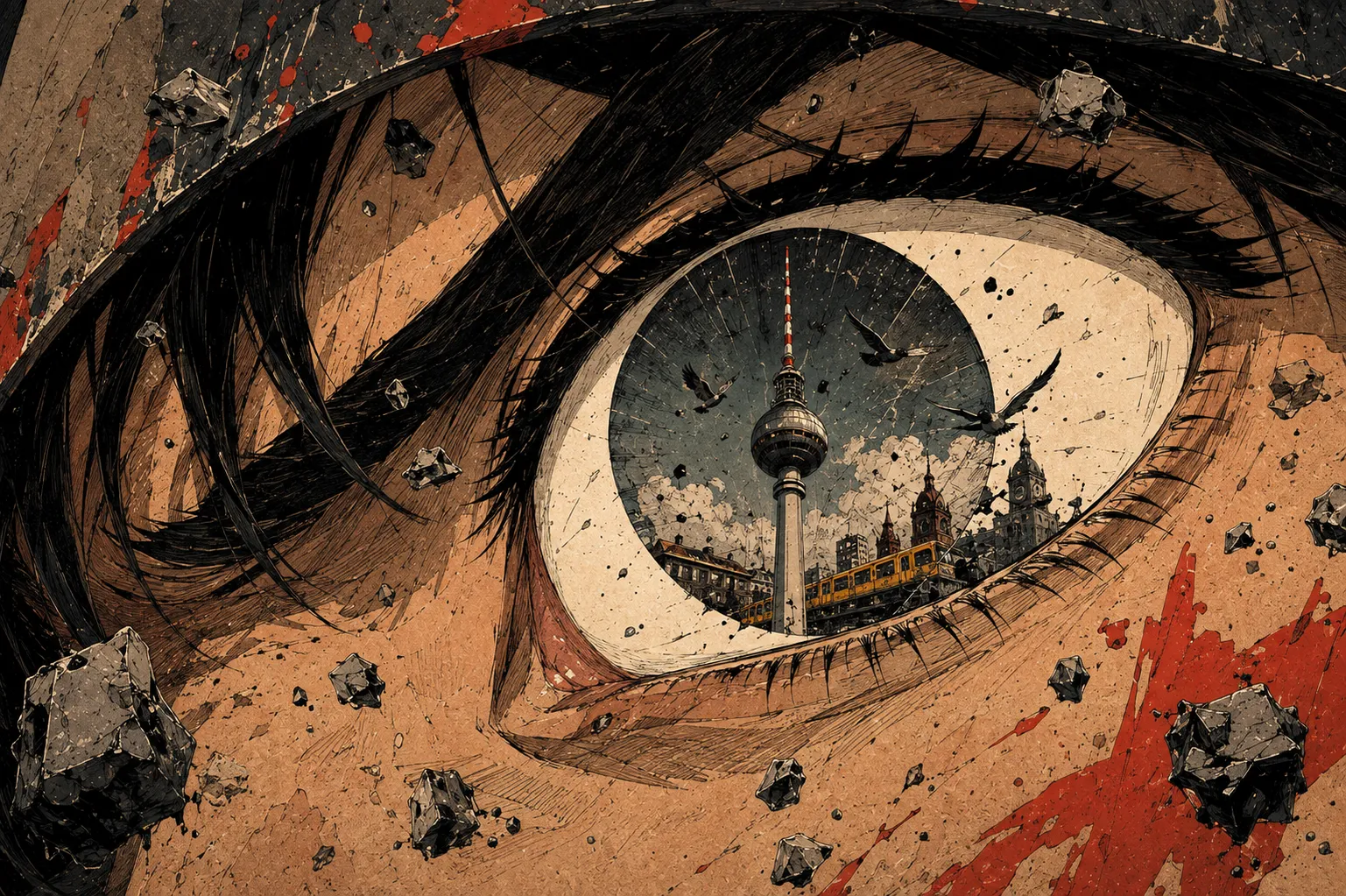 Ein Auge, in dem die Stadt liegt