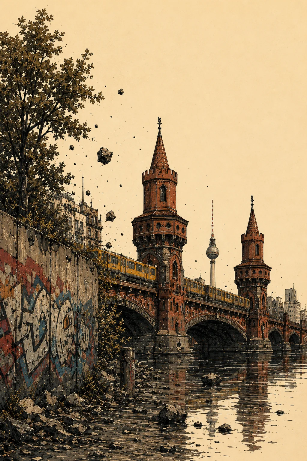 Die Oberbaumbrücke im Regen